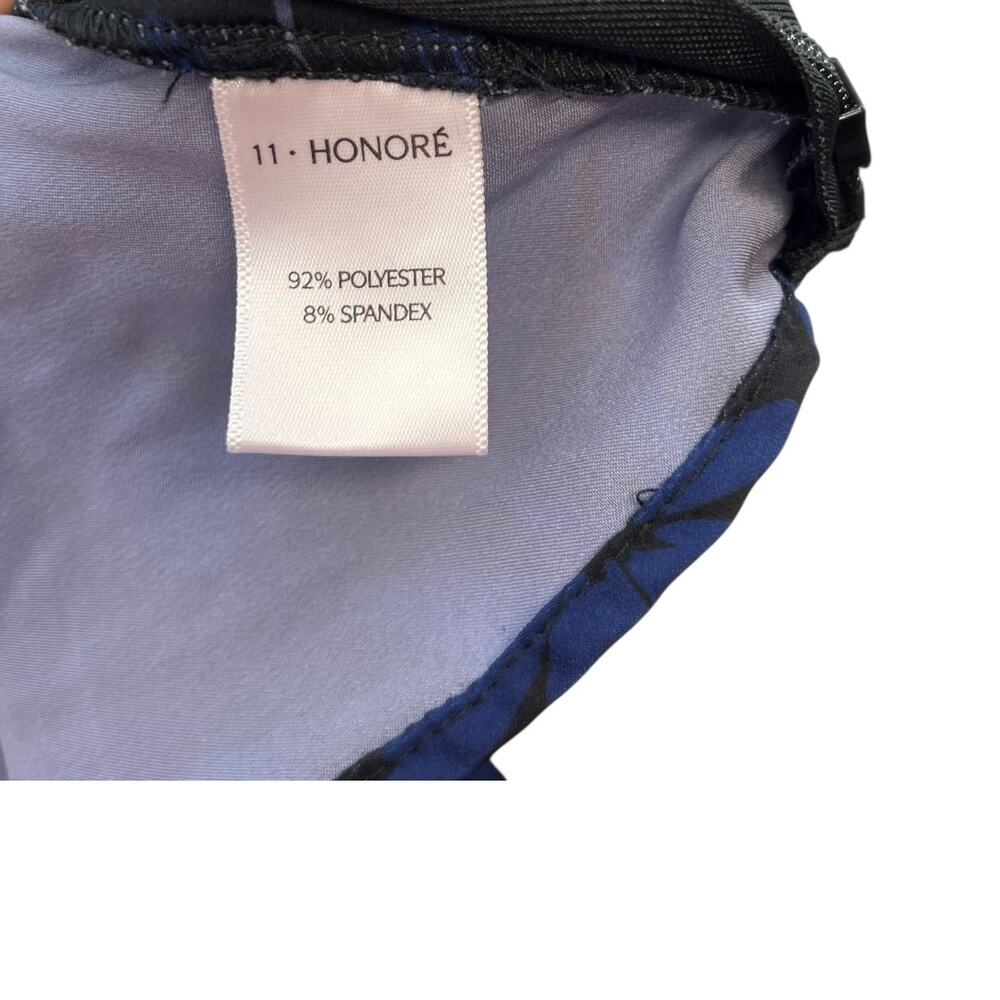 11 Honore Essie Wrap Blouse Top Satin Floral Print Black Blue Size US 18 - Picture 10 of 11